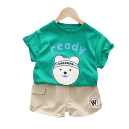 Kids Graphic Printed Pure Cotton T-shirt With Shorts
