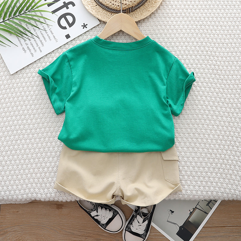 Kids Graphic Printed Pure Cotton T-shirt With Shorts