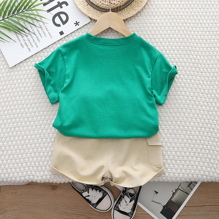Kids Graphic Printed Pure Cotton T-shirt With Shorts