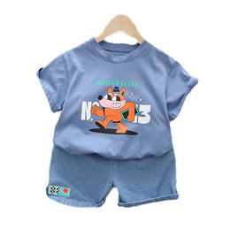 Unisex Kids Pure Cotton Printed T-shirt with Shorts