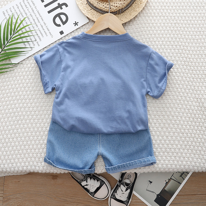 Unisex Kids Pure Cotton Printed T-shirt with Shorts