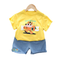 Kids Graphic Printed Pure Cotton T-shirt With Shorts