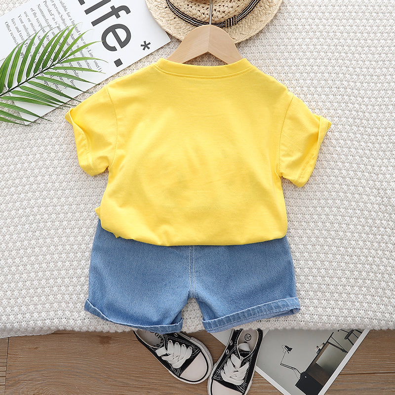 Kids Graphic Printed Pure Cotton T-shirt With Shorts