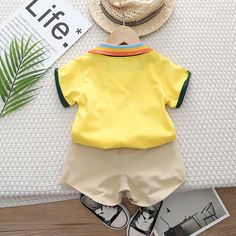 Kids Yellow Pure Cotton T-shirt with Shorts