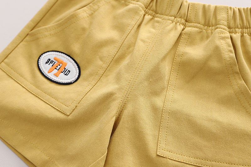 Kids Yellow Pure Cotton T-shirt with Shorts