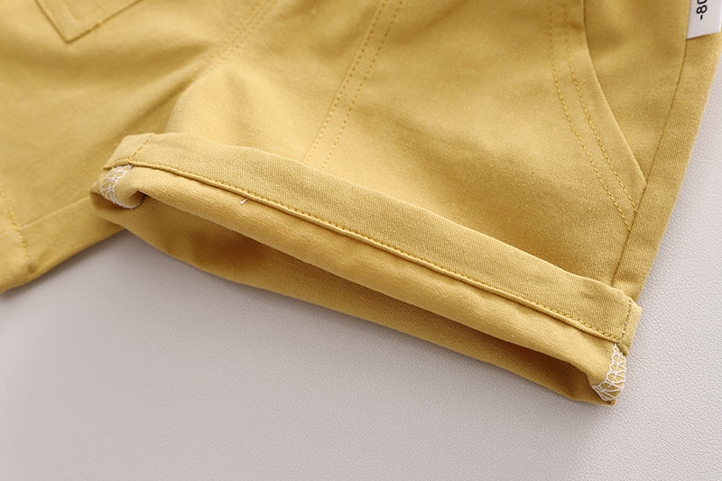 Kids Yellow Pure Cotton T-shirt with Shorts