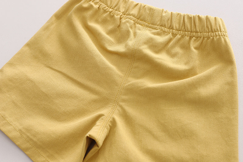 Kids Yellow Pure Cotton T-shirt with Shorts