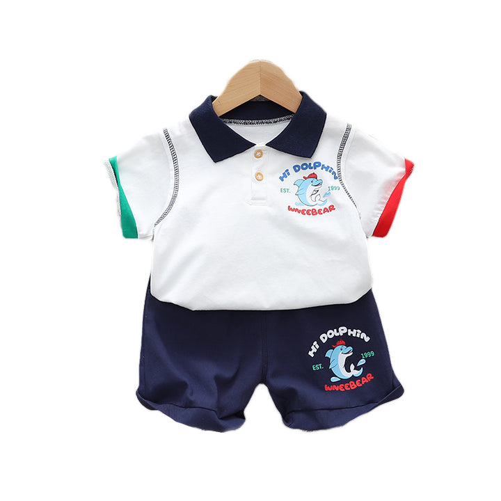 Kids White Graphic Printed Pure Cotton T-shirt with Shorts