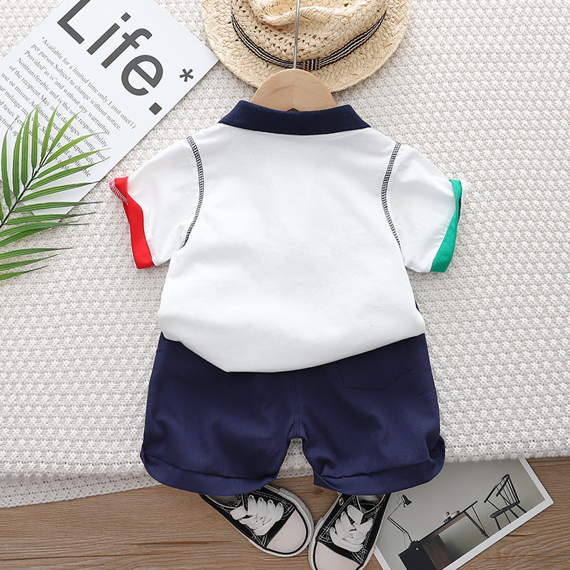 Kids White Graphic Printed Pure Cotton T-shirt with Shorts