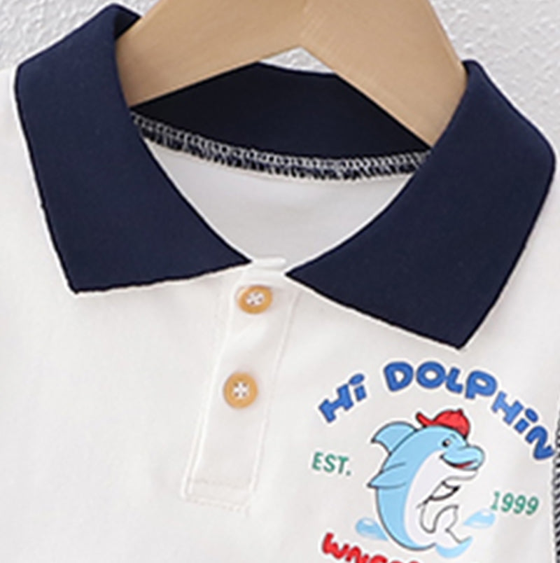 Kids White Graphic Printed Pure Cotton T-shirt with Shorts