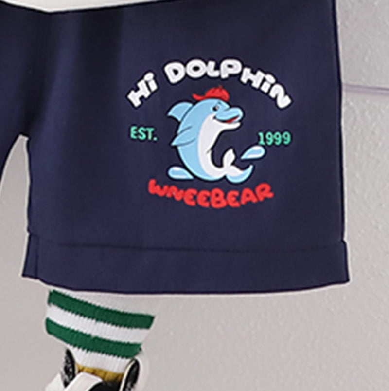 Kids White Graphic Printed Pure Cotton T-shirt with Shorts