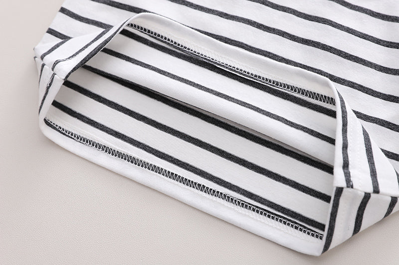 Kids Black Striped Pure Cotton T-shirt with Shorts
