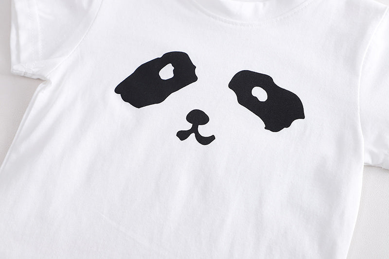 Kids White Printed Pure Cotton T-shirt With Shorts Clothing Set