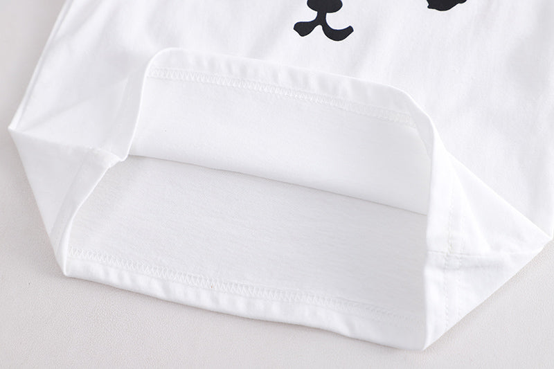 Kids White Printed Pure Cotton T-shirt With Shorts Clothing Set