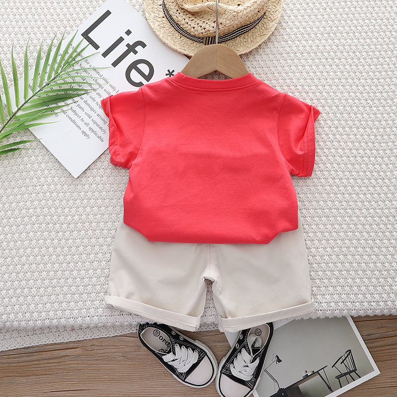 Unisex Kids Pure Cotton Printed T-shirt with Shorts
