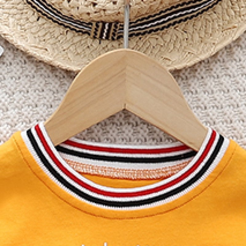 Kids Orange Graphic Printed Pure Cotton T-shirt With Short