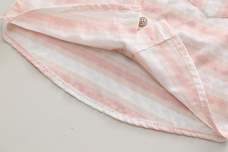 Kids Pink Striped Shirt With Shorts