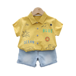 Infant Kids Pure Cotton Printed Shirt with Shorts