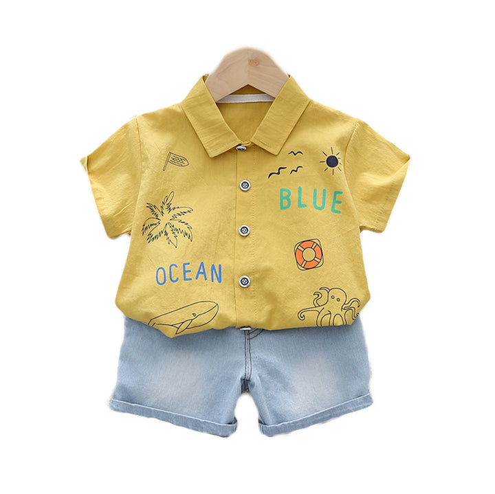 Infant Kids Pure Cotton Printed Shirt with Shorts