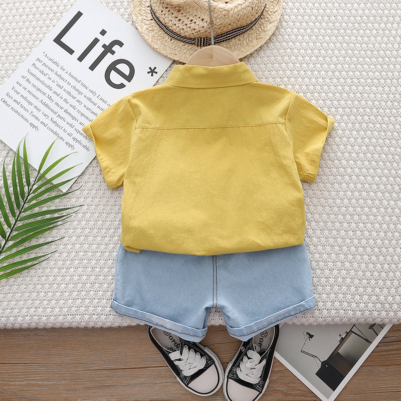 Infant Kids Pure Cotton Printed Shirt with Shorts