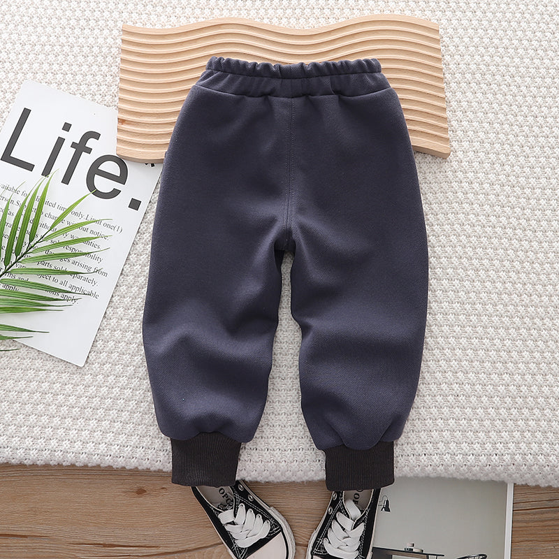Kids Navy Blue Mid-Rise Easy Wash Joggers