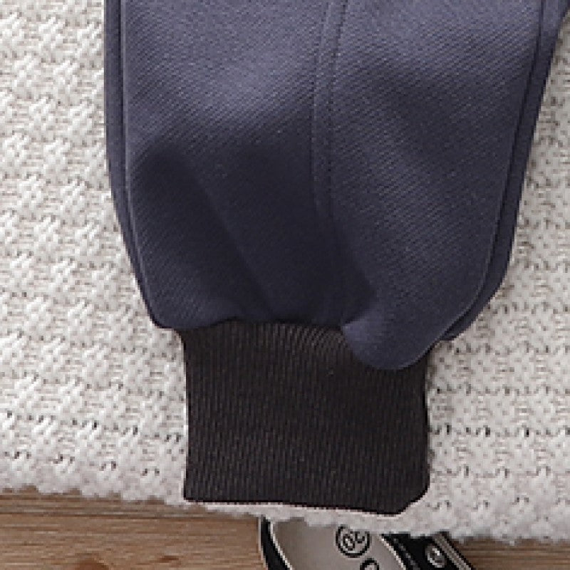 Kids Navy Blue Mid-Rise Easy Wash Joggers