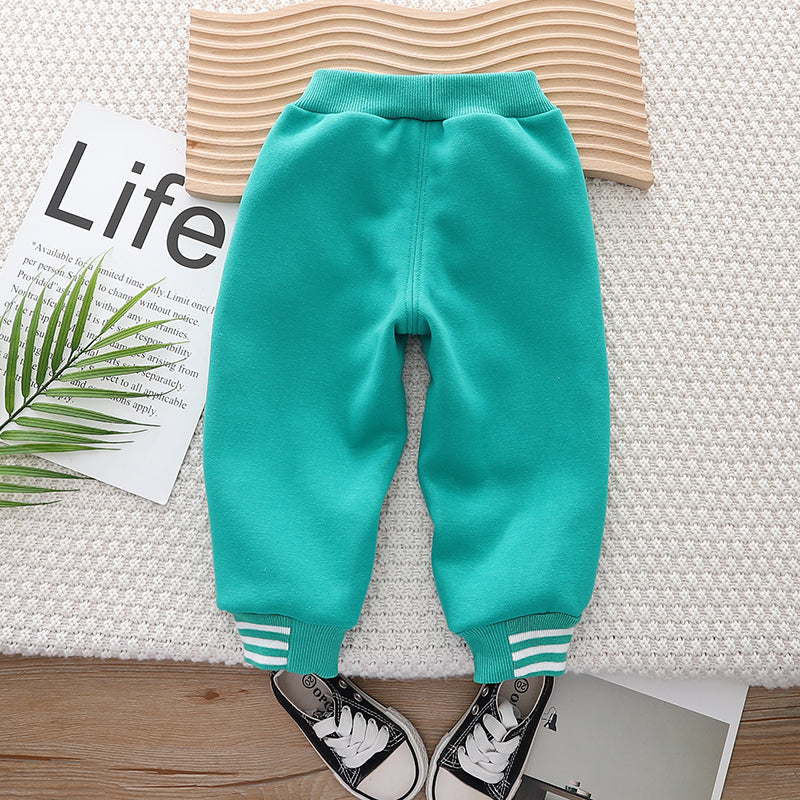 Kids Green Applique Mid-Rise Easy Wash Joggers