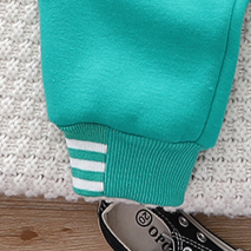 Kids Green Applique Mid-Rise Easy Wash Joggers