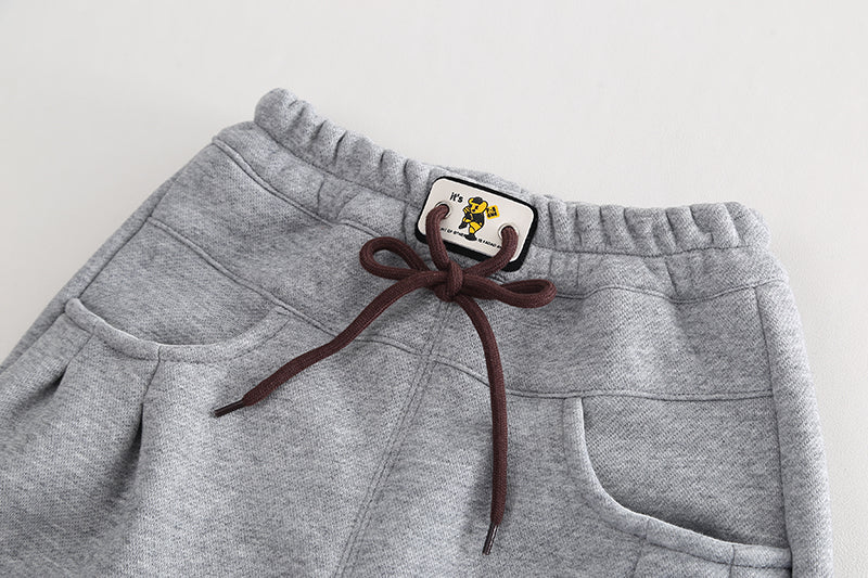 Kids Grey Mid-Rise Easy Wash Jogger