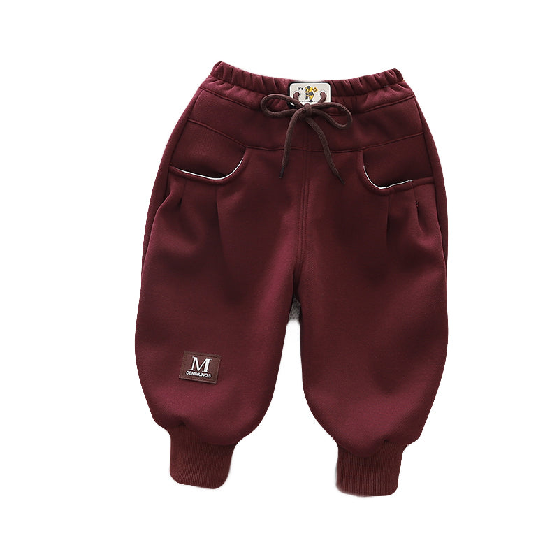 Kids Red Mid-Rise Easy Wash Joggers
