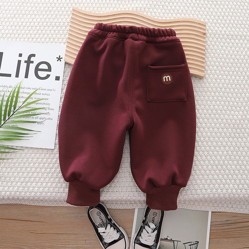 Kids Red Mid-Rise Easy Wash Joggers