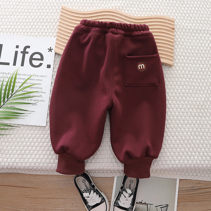 Kids Red Mid-Rise Easy Wash Joggers