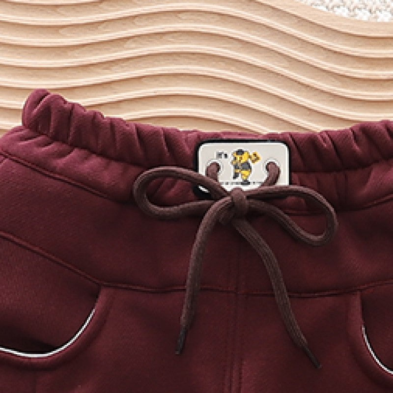 Kids Red Mid-Rise Easy Wash Joggers