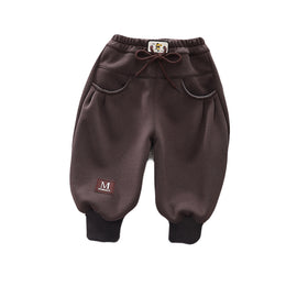 Brown Kids Mid-Rise Easy Wash Cotton Joggers