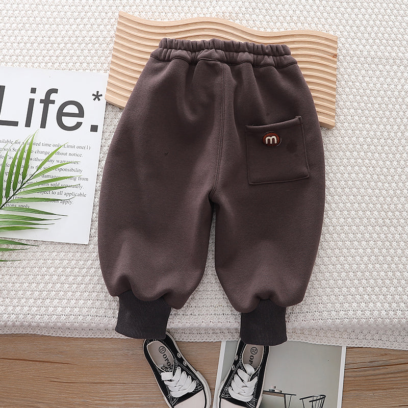 Brown Kids Mid-Rise Easy Wash Cotton Joggers