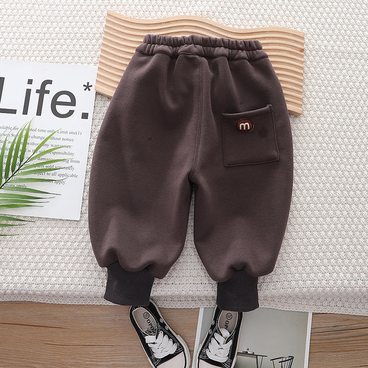 Brown Kids Mid-Rise Easy Wash Cotton Joggers