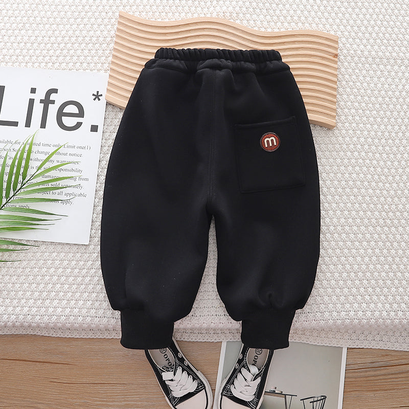 Kids Black Mid-Rise Easy Wash Jogger