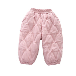 Girls Pink Mid-Rise Easy Wash Joggers