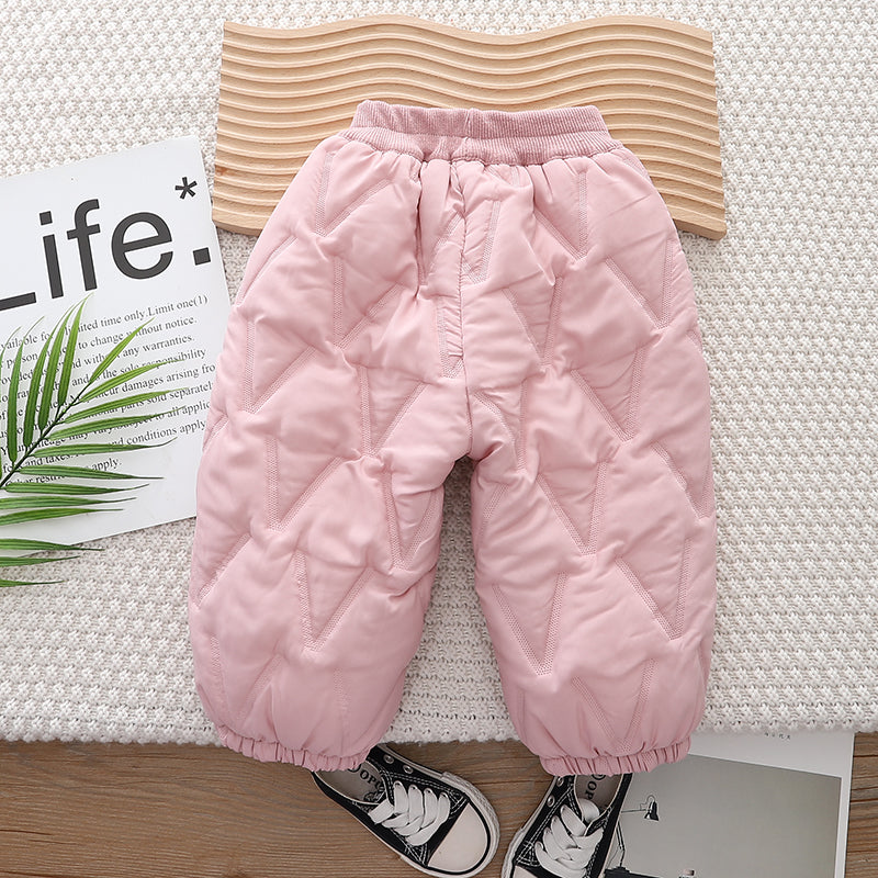 Girls Pink Mid-Rise Easy Wash Joggers