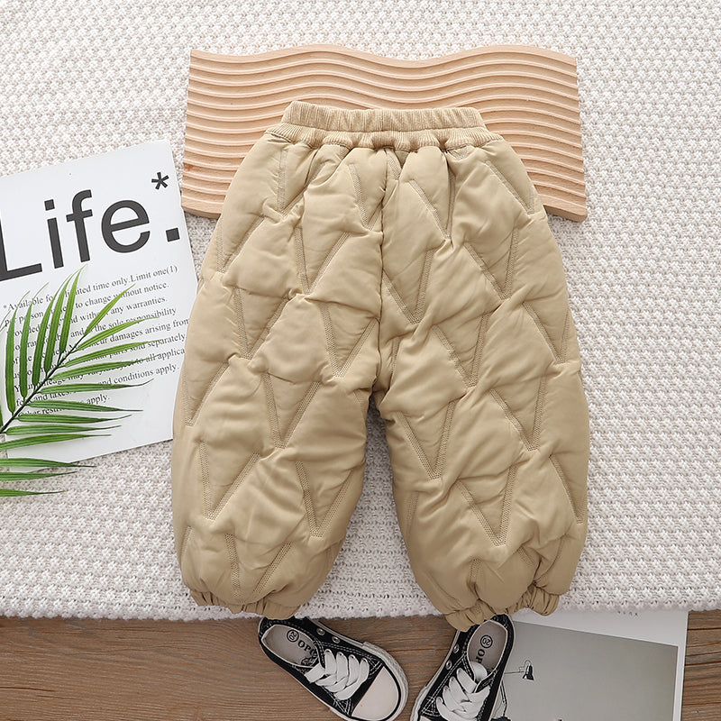 Boys Khaki Textured Self Design Mid-Rise Easy Wash Joggers