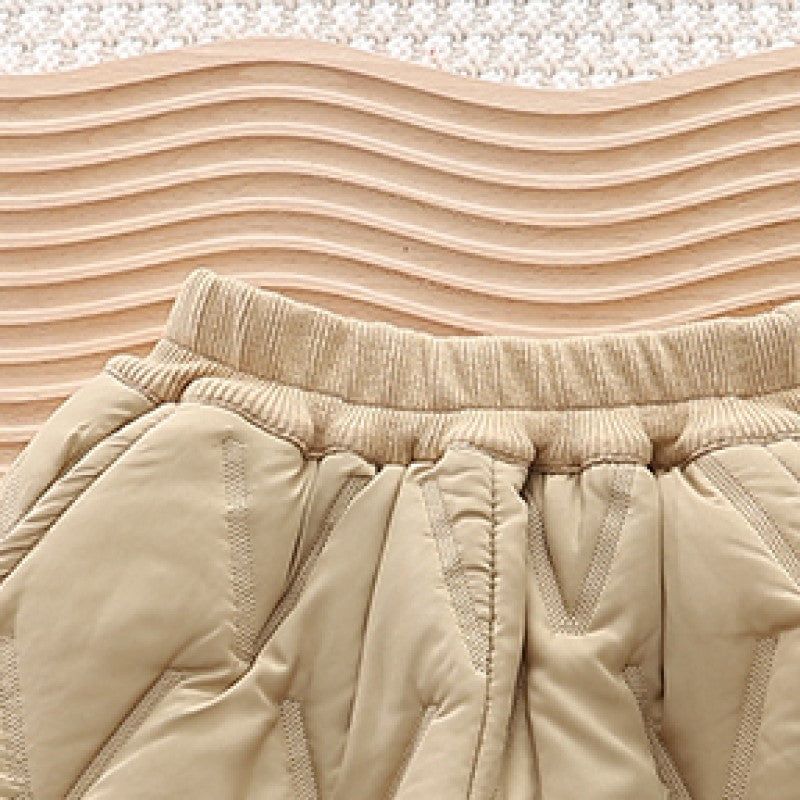 Boys Khaki Textured Self Design Mid-Rise Easy Wash Joggers