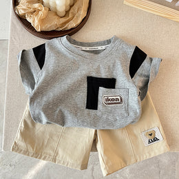 Unisex Kids Round Neck Pure Cotton T-shirt with Shorts