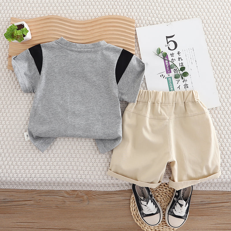 Unisex Kids Round Neck Pure Cotton T-shirt with Shorts