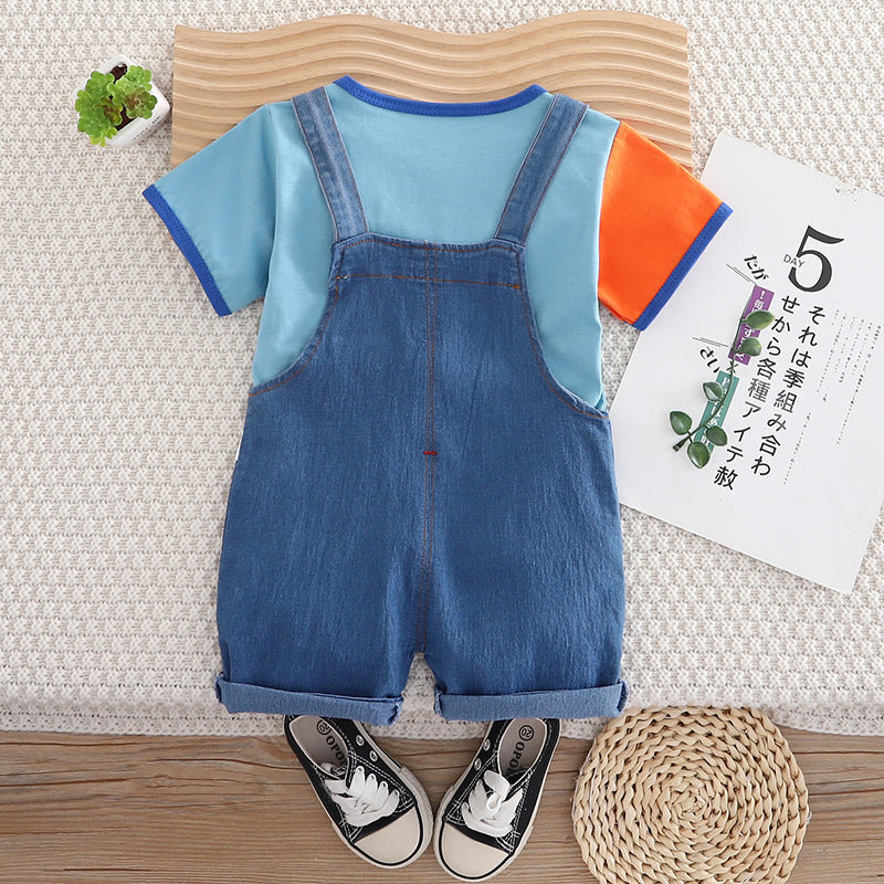 Unisex Kids Printed Pure Cotton T-shirt With Shorts