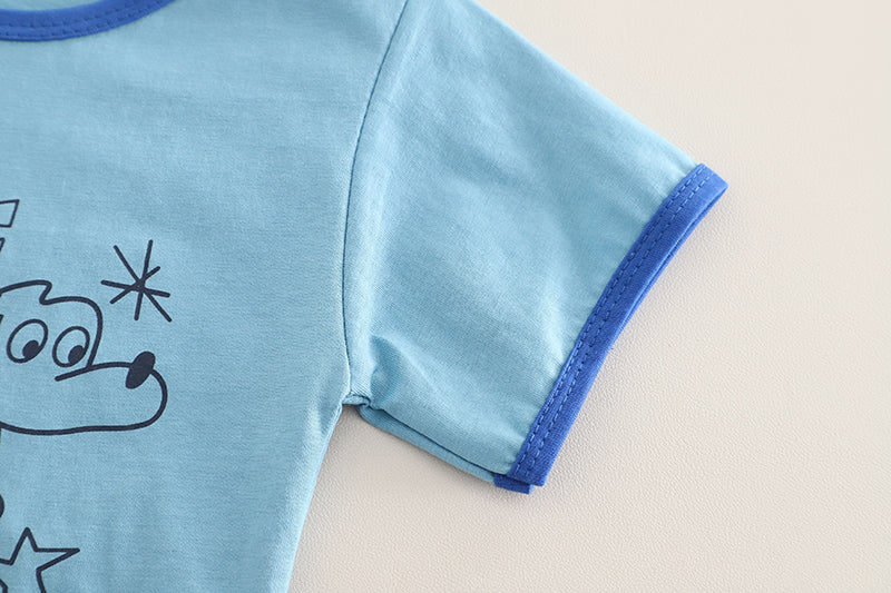 Unisex Kids Printed Pure Cotton T-shirt With Shorts