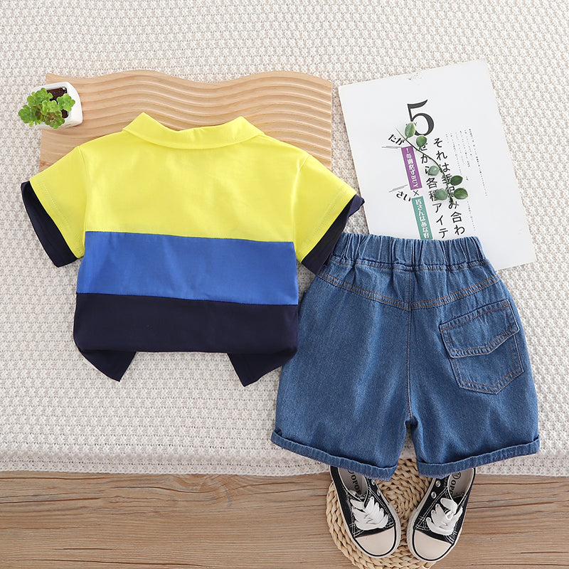 Kids Striped Pure Cotton T-shirt With Shorts