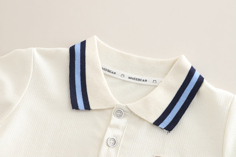 Unisex Kids Polo Collar Pure Cotton T-shirt with Shorts