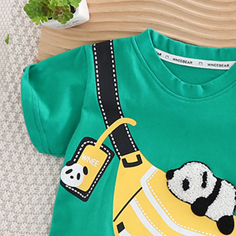Unisex Kids Printed Round Neck Pure Cotton T-shirt with Shorts