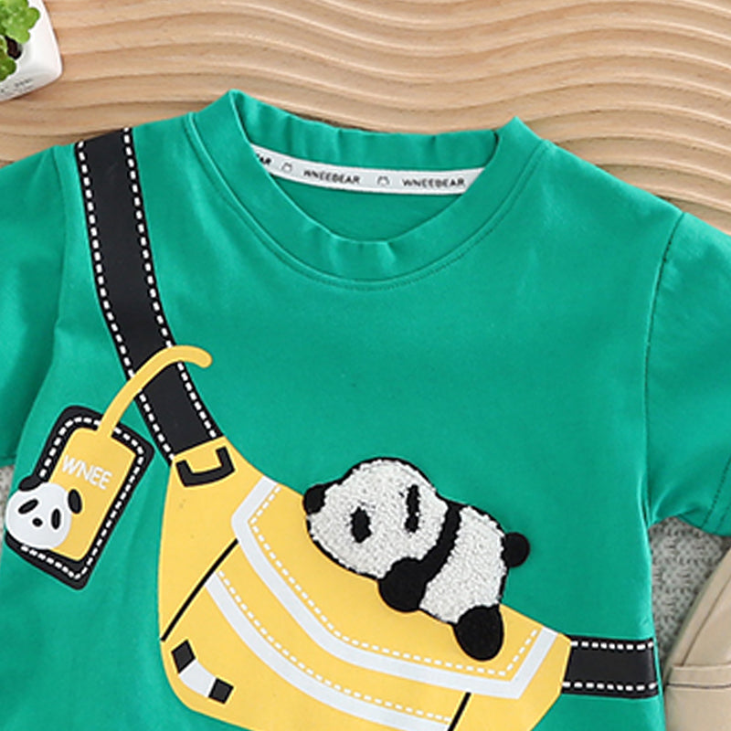 Unisex Kids Printed Round Neck Pure Cotton T-shirt with Shorts