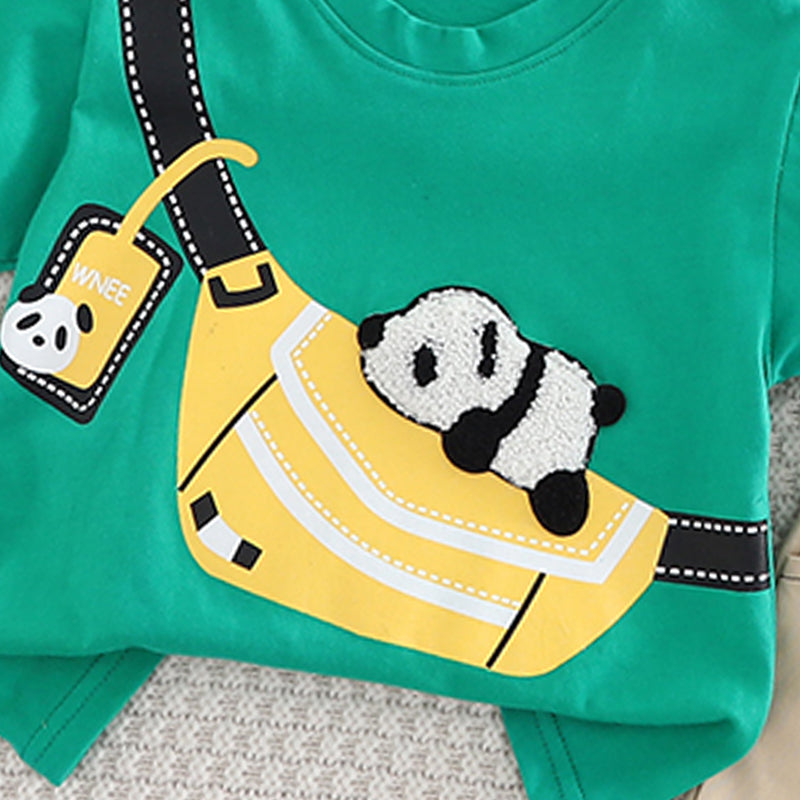 Unisex Kids Printed Round Neck Pure Cotton T-shirt with Shorts